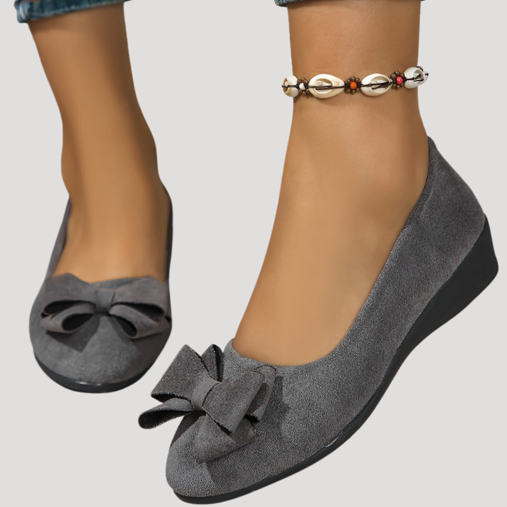 Anneliese | Women's Bow Round Toe Slip-On Wedge Flat - Black - Image 2