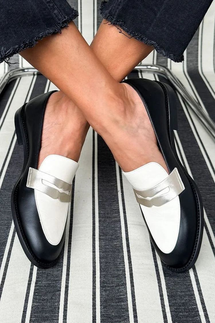 Brielle | Women's Black & White Loafers - Image 2