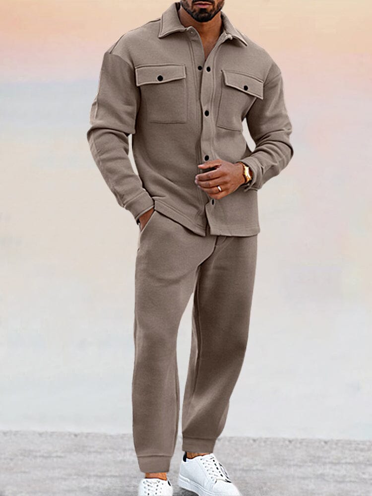 Casimir | Men's 2 Piece Casual Tracksuit Set Long Sleeve - Taupe - Image 1