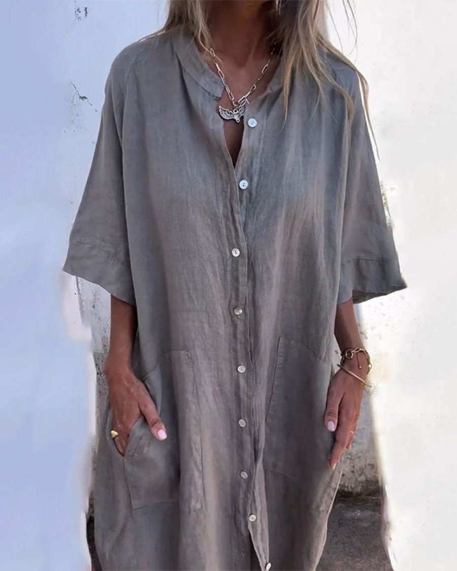 Celeste | Women's Button Down Midi Shirt Dress - Image 1