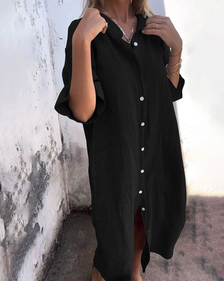 Celeste | Women's Button Down Midi Shirt Dress - Image 2