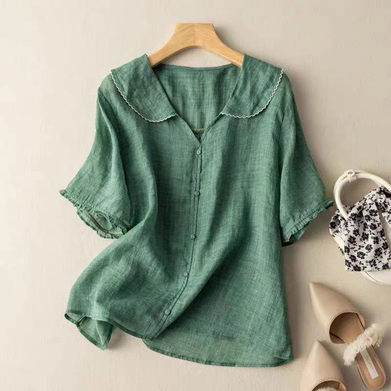 Celeste | Women's Scalloped Collar Button-Down Blouse - Image 1