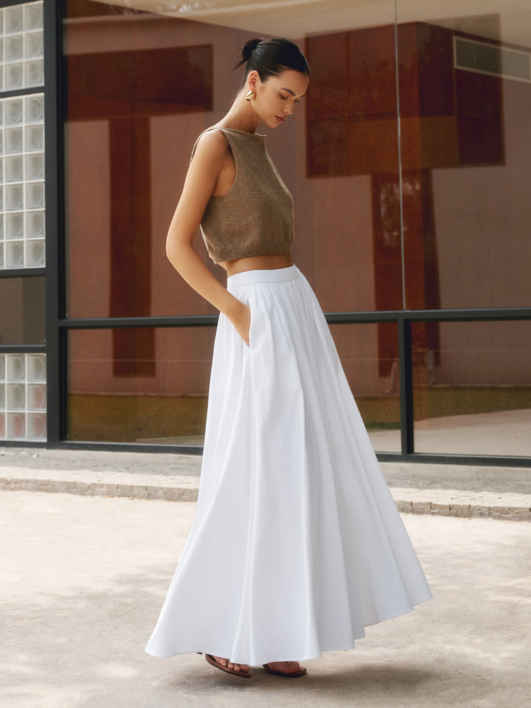 Celestine | Women's High Waist Pleated Maxi Skirt - Image 1