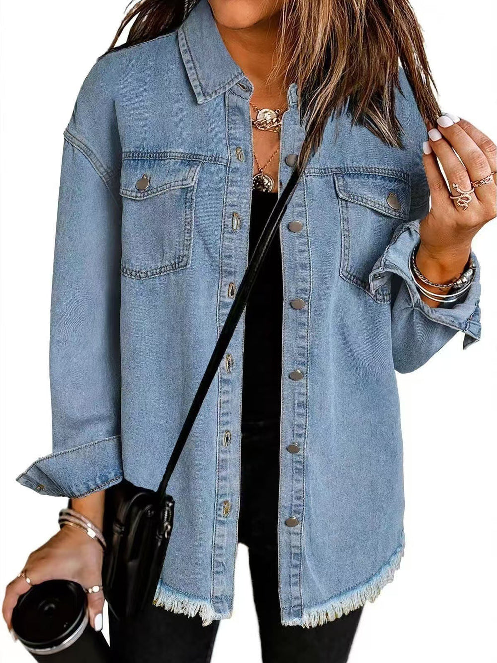 Clarissa | Women's Black Collared Long Sleeve Jacket - Image 2