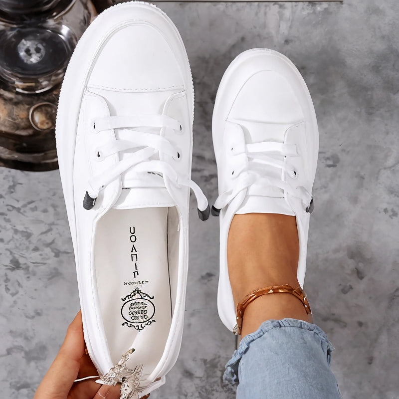 Cora | Women's White Lace-Up Low Top Sneaker - Image 1