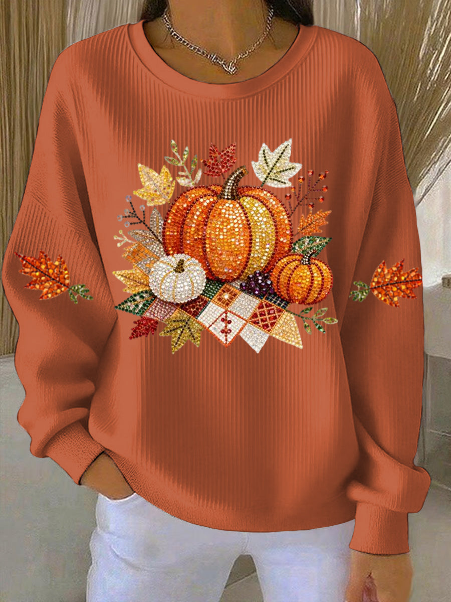 Cordana | Women's Embroidered Pumpkin Harvest Sweatshirt - Image 1