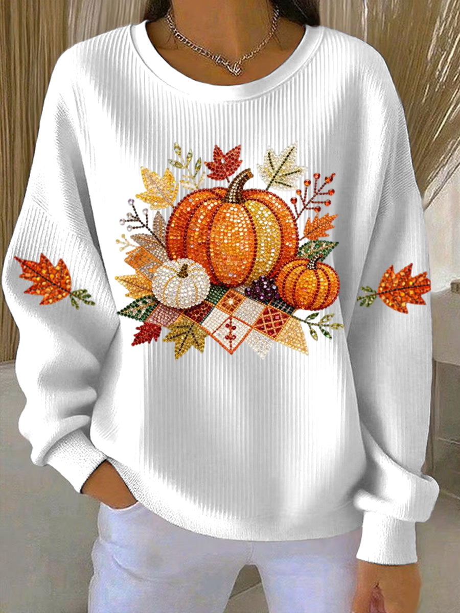 Cordana | Women's Embroidered Pumpkin Harvest Sweatshirt - Image 2