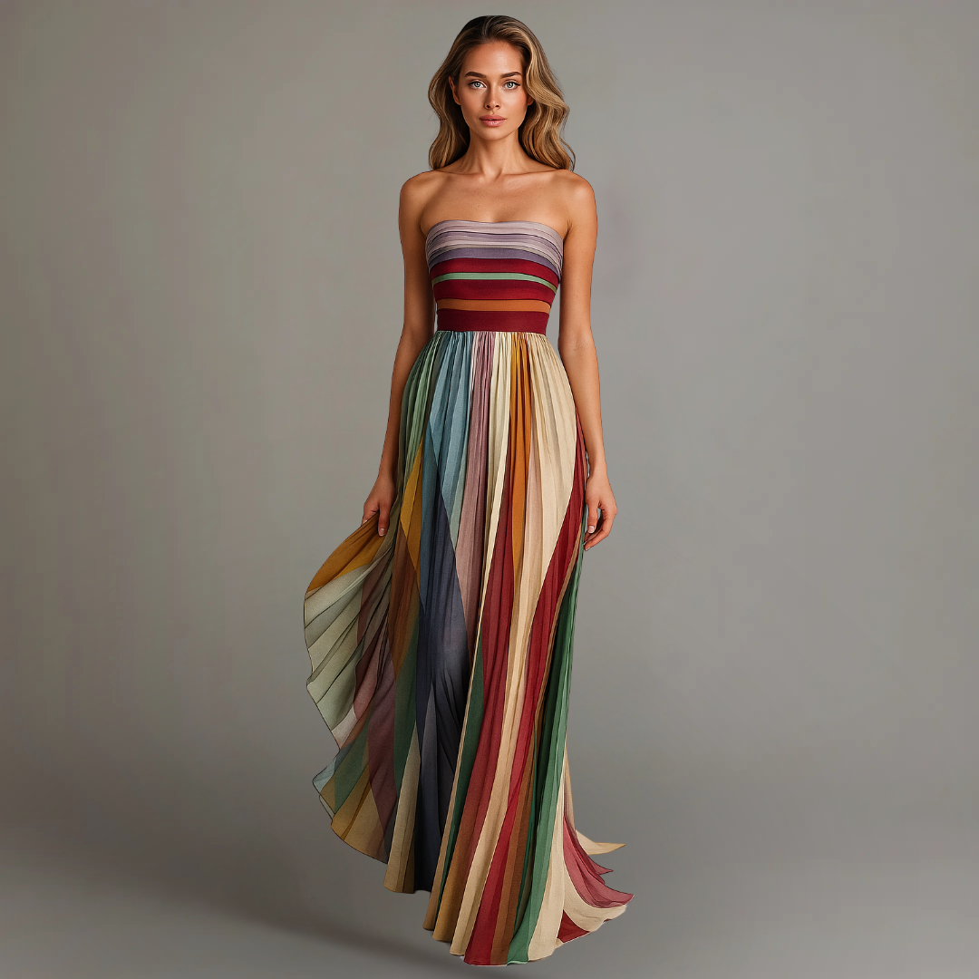 Cordetta | Women's Striped Strapless Maxi Dress - Image 1