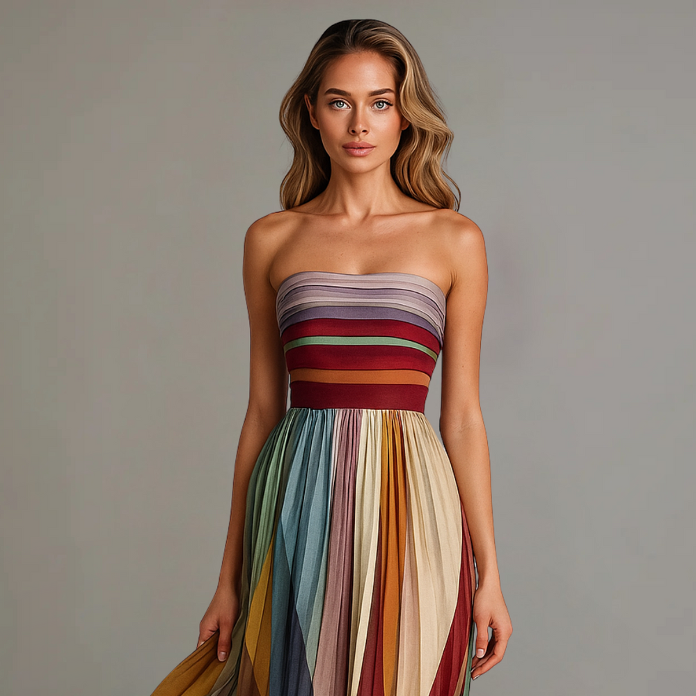 Cordetta | Women's Striped Strapless Maxi Dress - Image 2