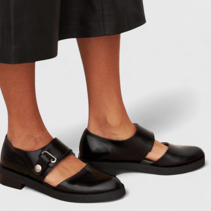 Cordwelle | Women's Mary Jane Buckle Strap Shoes - Black - Image 2