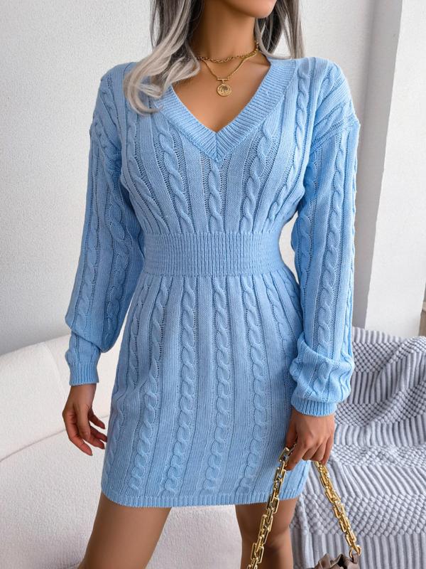 Delphine | Women's V-Neck Long Sleeve Sweater Dress - Image 2