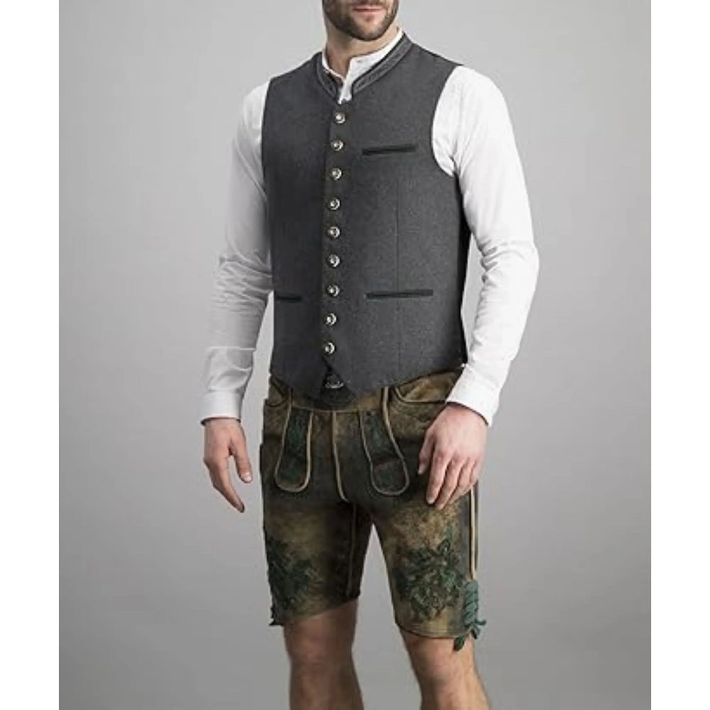 Emeric | Men's Button-Up Sleeveless Tailored Vest - Dark Grey - Image 2