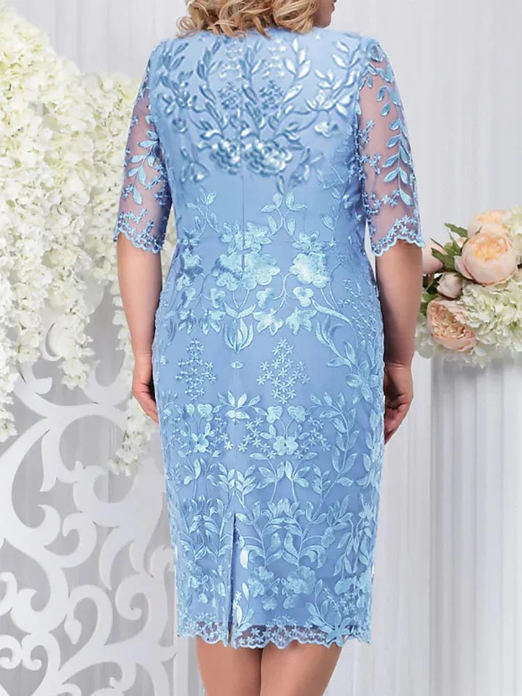 Eulalia | Women's Embroidered Midi Dress - Light Blue - Image 2