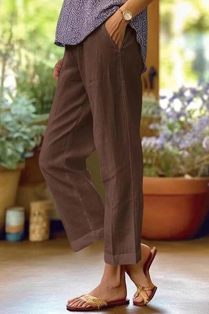 Evangeline | Women's Cuffed Straight Leg Cropped Pants - Image 2