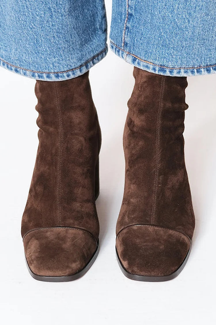 Farah | Women's Block Heel Ankle Boots - Brown - Image 2