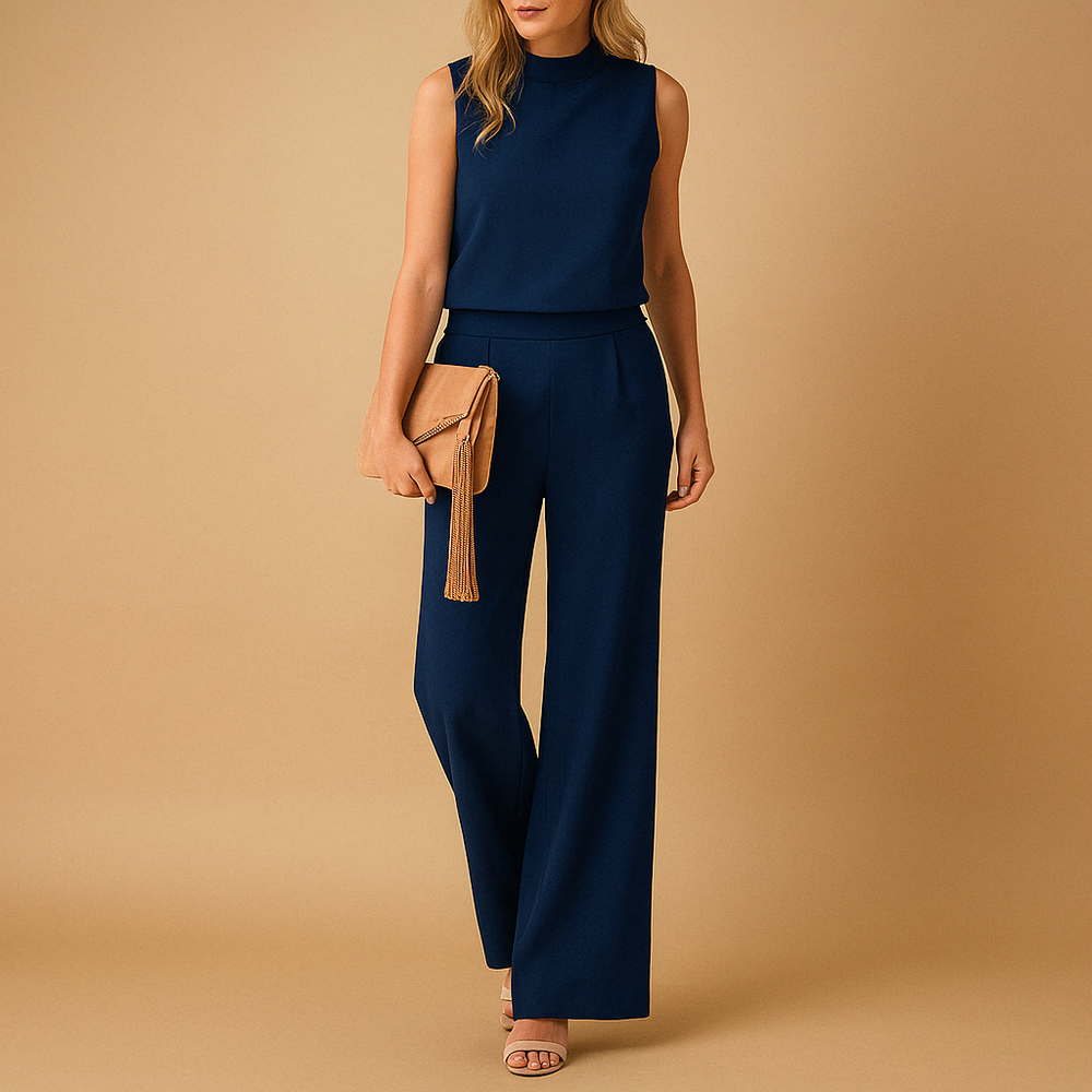 Imara | Women's Sleeveless Wide Leg Jumpsuit - Beige - Image 2