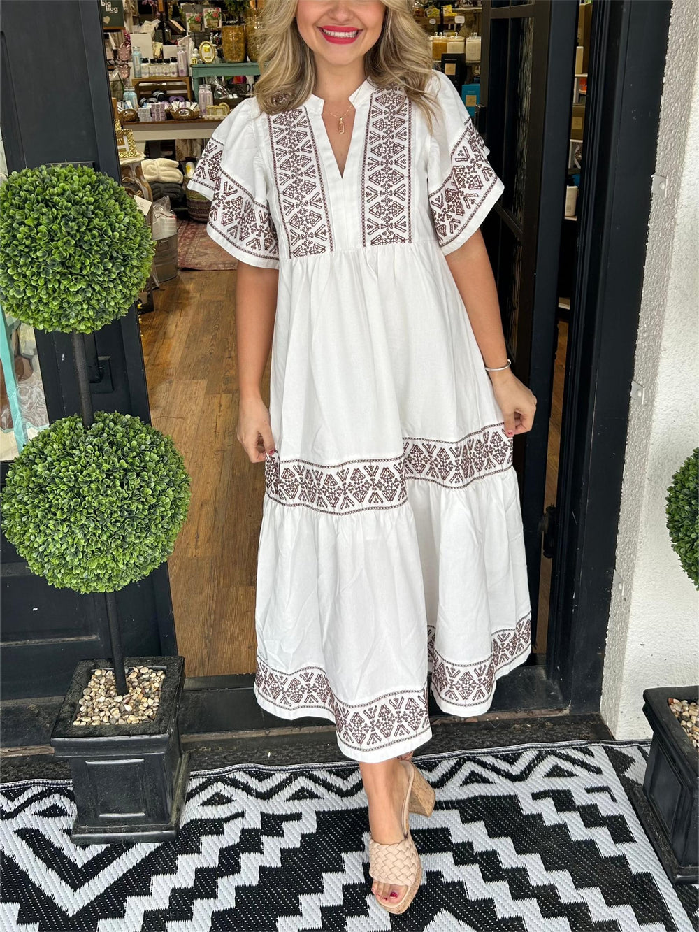 Lavinia | Women's Embroidered V-Neck Maxi Dress - Image 2