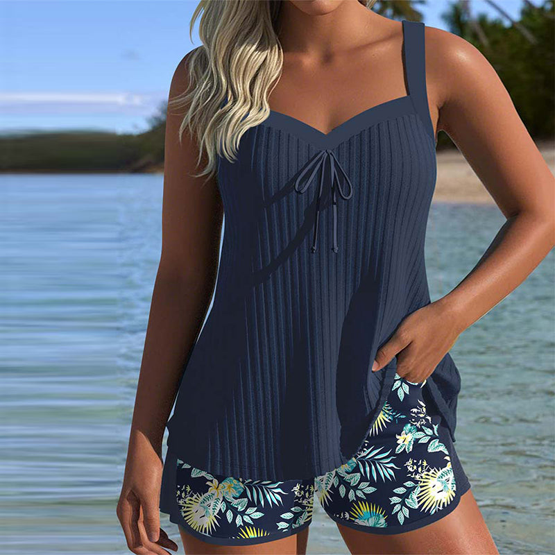 Lucinda | Women's Tummy Control Ribbed Tankini Set - Image 1
