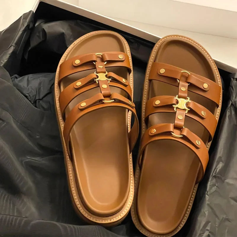 Octavia | Women's Studded Adjustable Buckle Sandals - Image 2