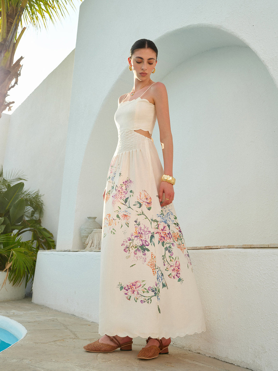 Ondine | Women's Floral Square Neck Maxi Dress - Floral - Image 1