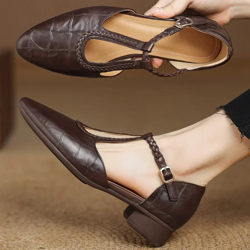 Ophelia | Women's Pointed Toe T-Strap Mary Jane Flats - Image 2