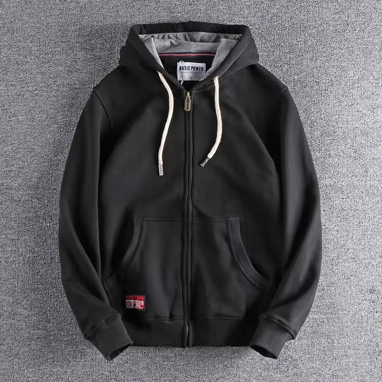 Ozren | Men's Full-Zip Hoodie with Kangaroo Pocket - Red - Image 2