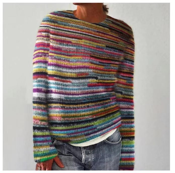 Palladino | Women's Striped Round Neck Long Sleeve Sweater - Image 1
