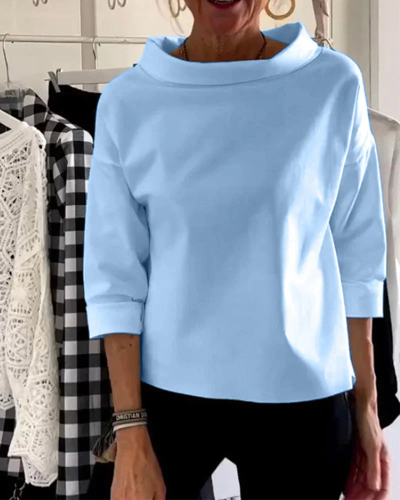 Rhiannon | Women's Cowl Neck 3/4 Sleeve Top - Image 2