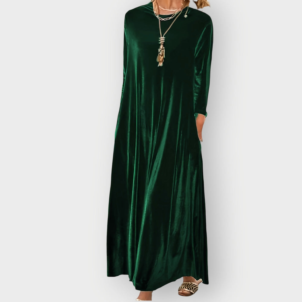 Rhiannon | Women's Long Sleeve Round Neck Maxi Dress - Image 2