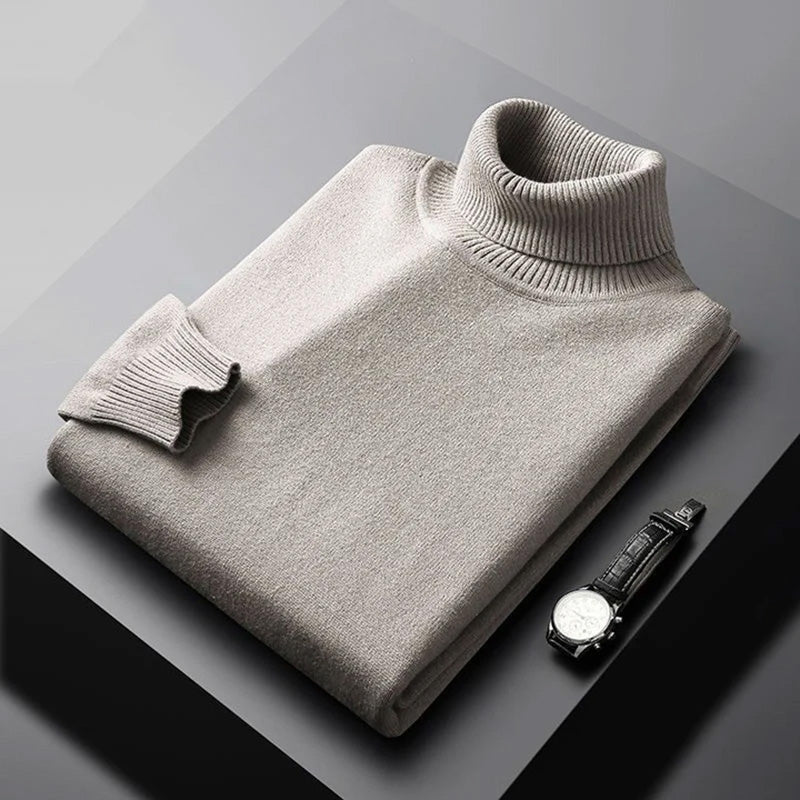 Riordan | Men's Turtleneck Long Sleeve Sweater - Brown - Image 2