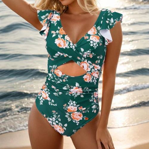 Rosaria | Women's Cross Front Cutout One Piece Swimsuit - Image 2