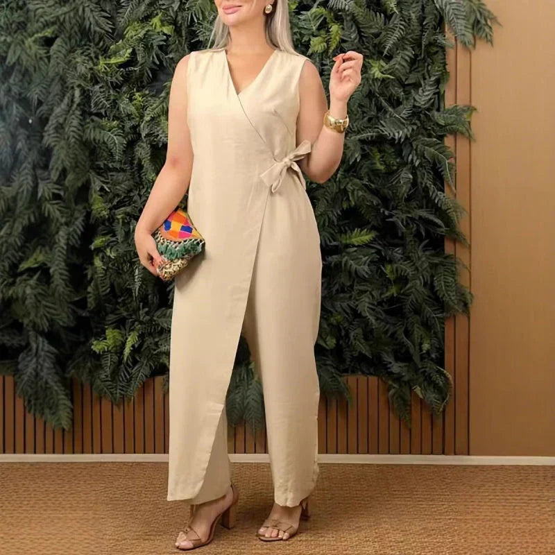 Rosette | Women's V-Neck Wrap Wide Leg Jumpsuit - Image 2