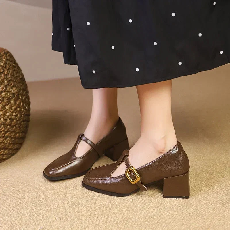 Roxana | Women's Square Toe Mary Jane Block Heels - Image 2