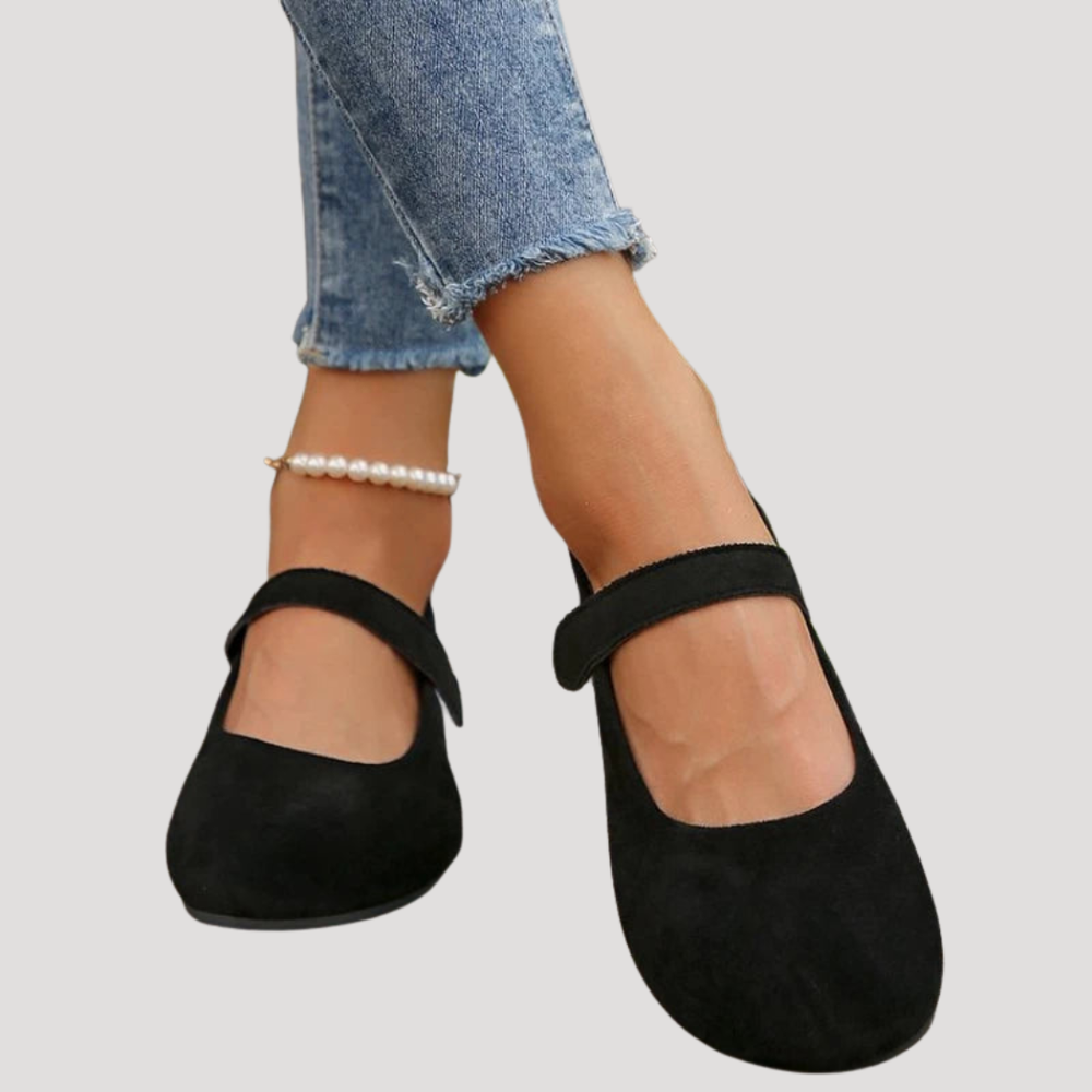 Saoirse | Women's Round Toe Mary Jane Flat Shoes - Cream - Image 2