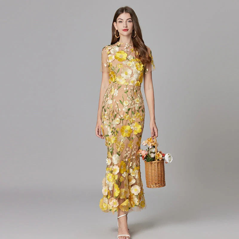 Seraphia | Women's Floral Appliqué Sleeveless Maxi Dress - Image 1
