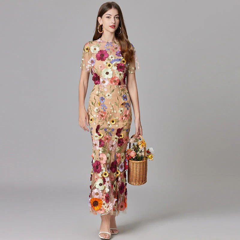 Seraphia | Women's Floral Appliqué Sleeveless Maxi Dress - Image 2