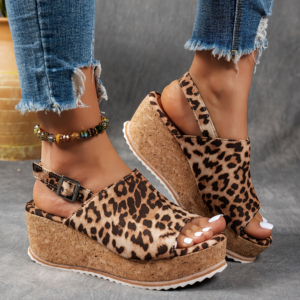 Seraphina | Women's Leopard Print Platform Sandals - Image 2