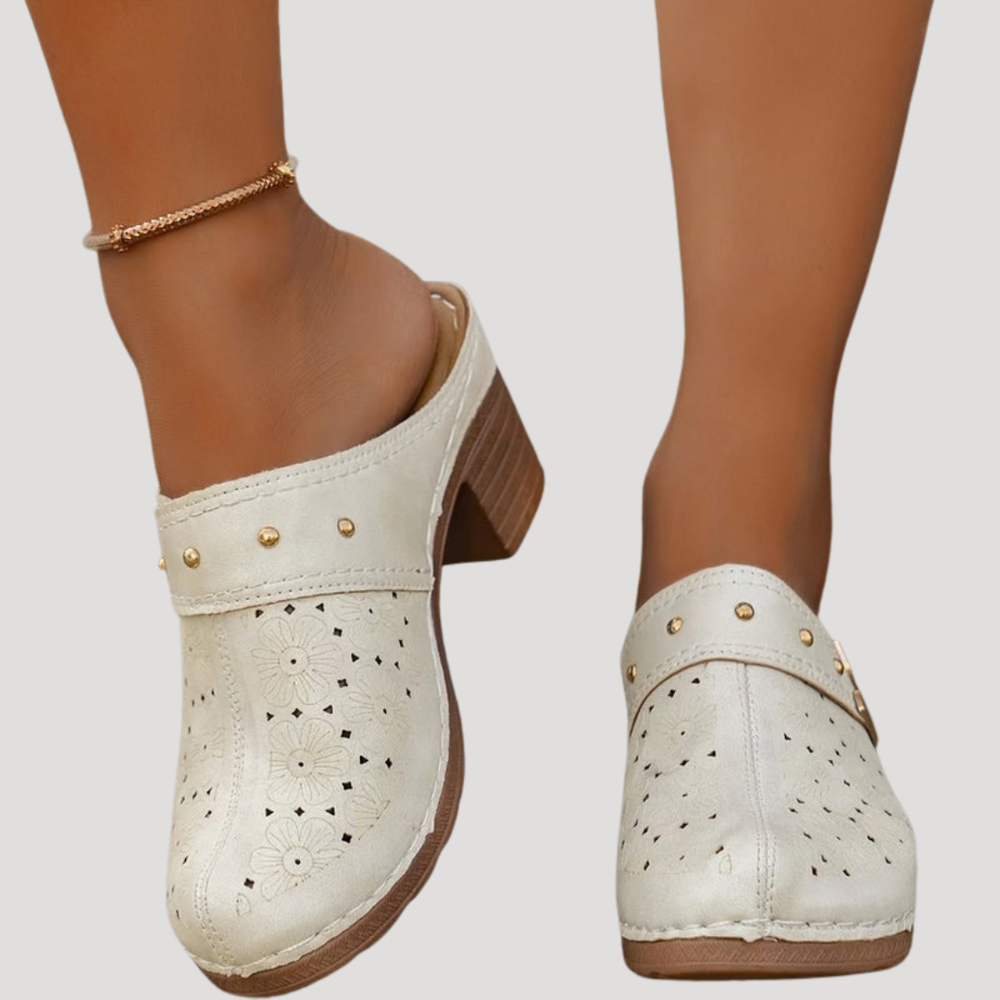 Sevilla | Women's Block Heel Slip-On Mule Clogs - Black - Image 2