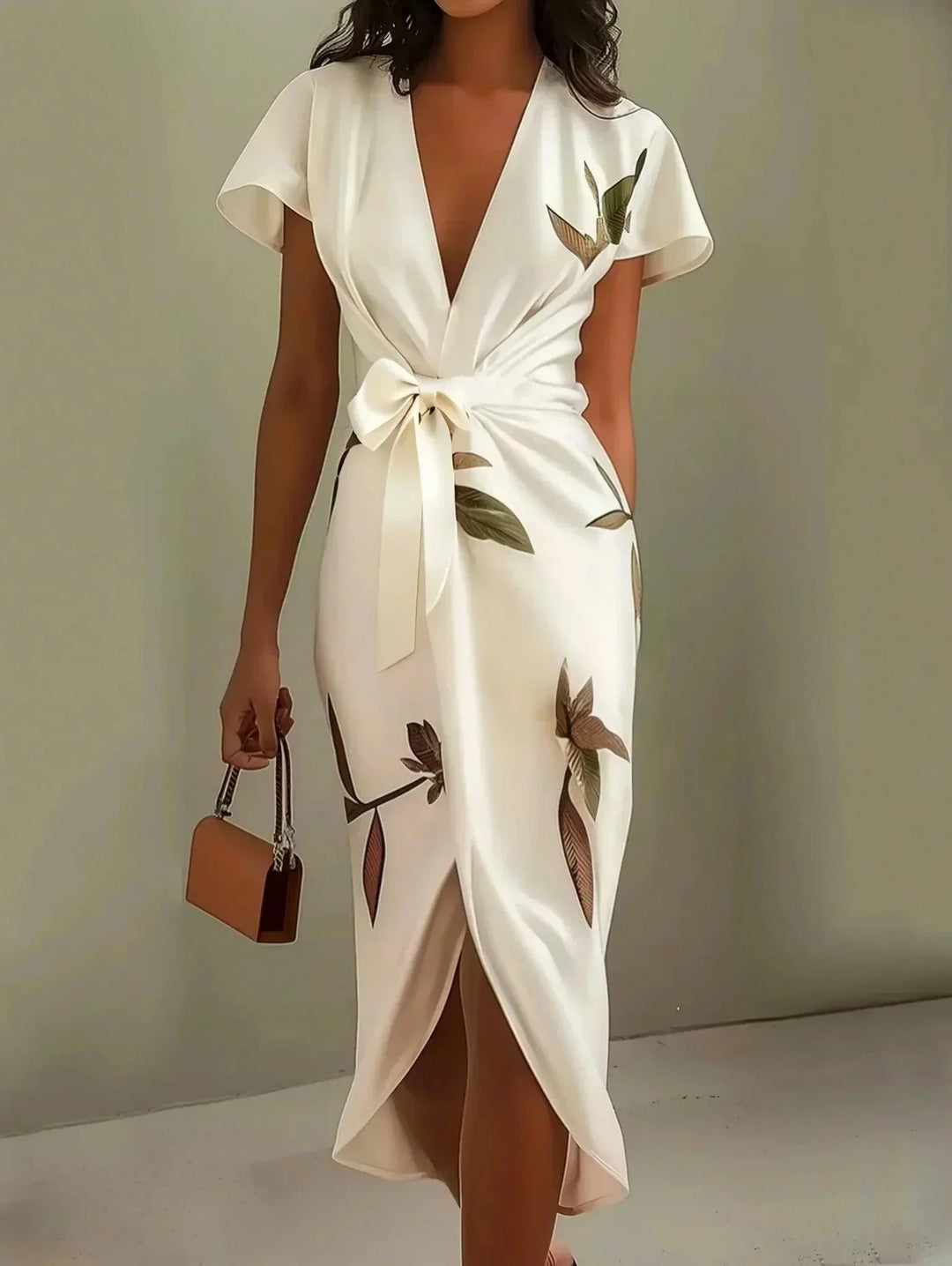 Solara | Women's Floral Wrap Midi Dress - Image 1