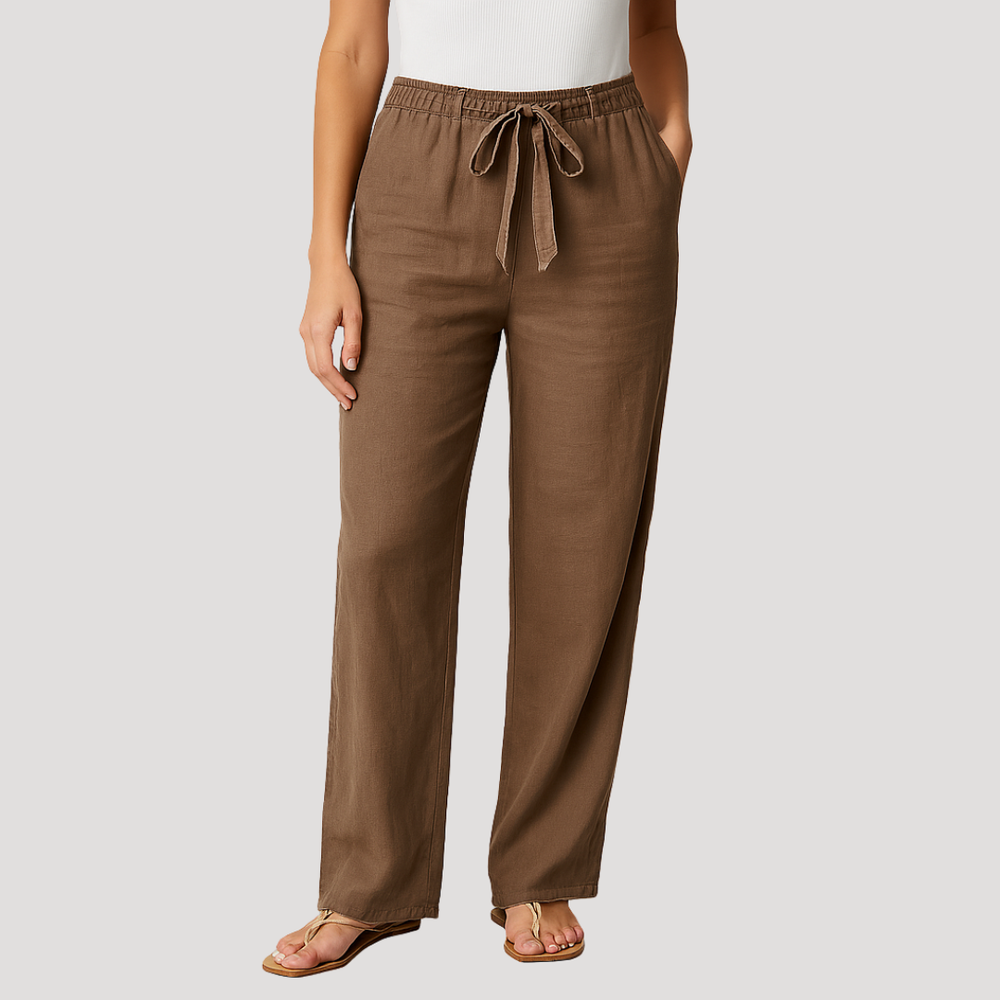 Solvei | Women's Wide Leg Drawstring Pants - Navy - Image 2