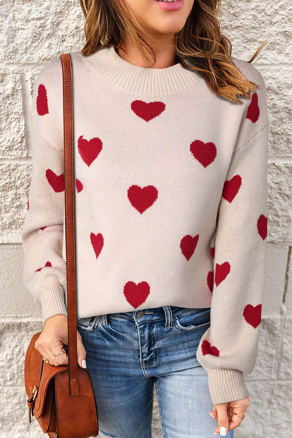 Thalassa | Women's Heart Print Long Sleeve Sweater - Image 2