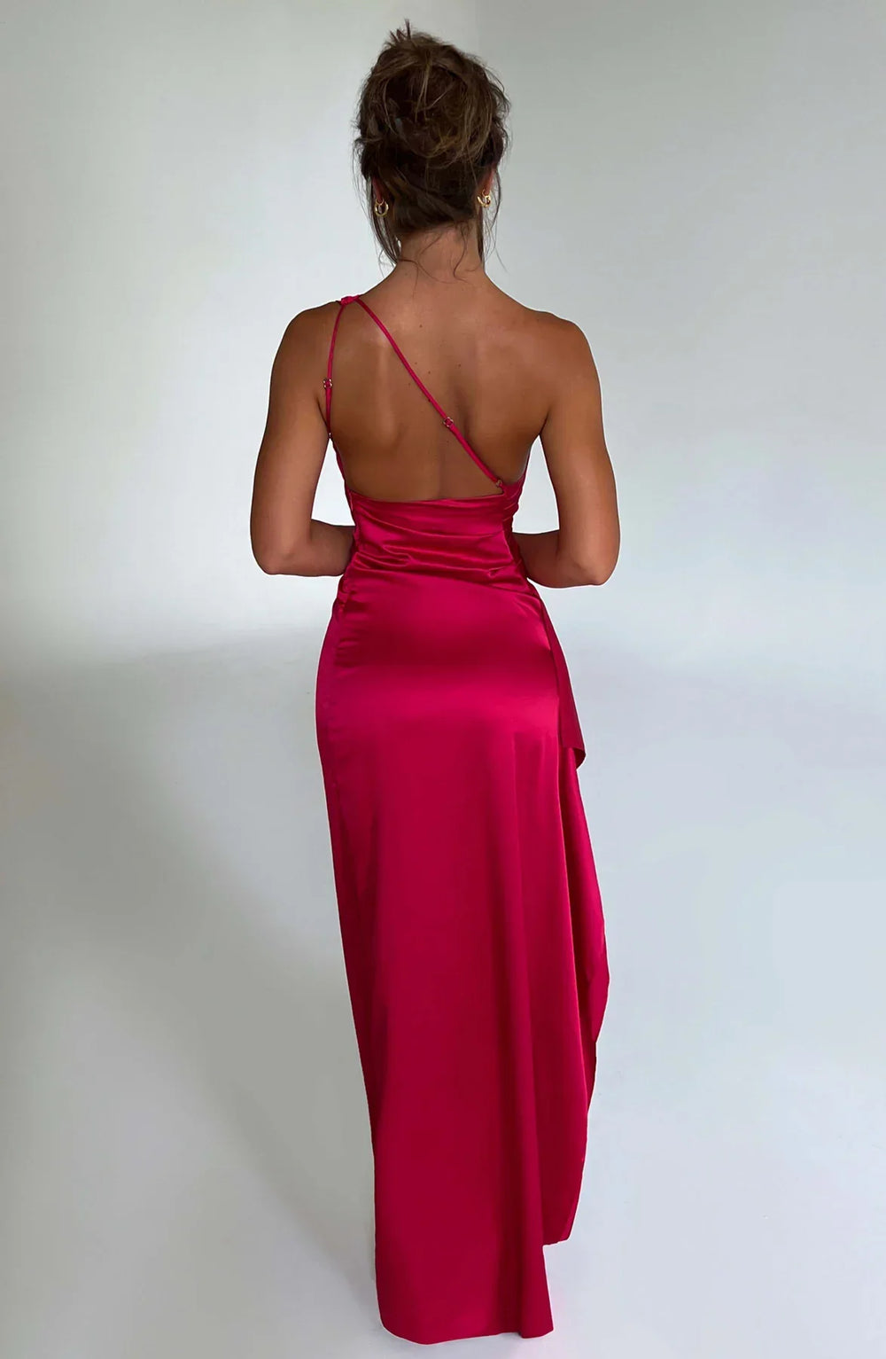 Thalassa | Women's One Shoulder Split Maxi Dress - Red - Image 2