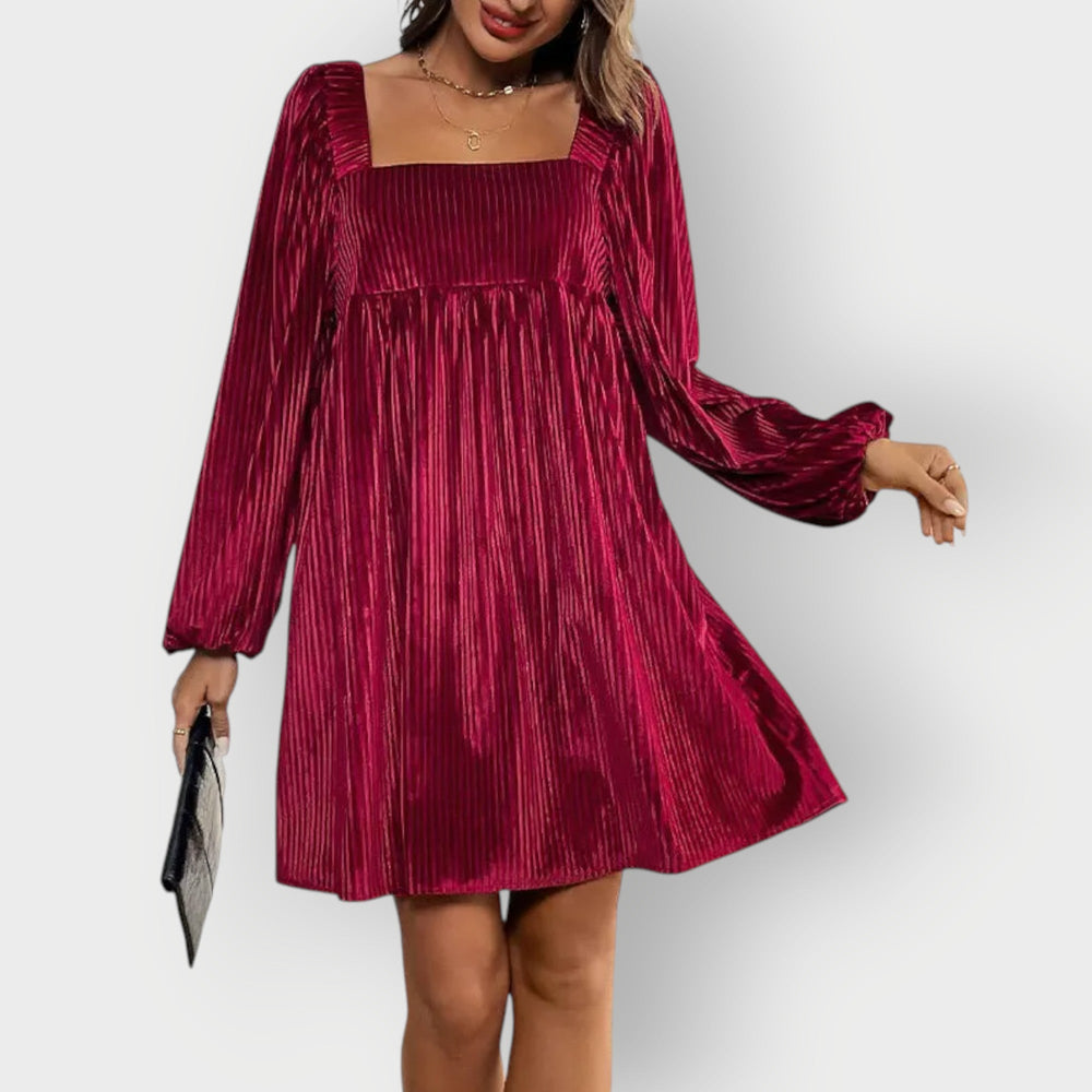 Thalassa | Women's Square Neck Long Sleeve Mini Dress - Image 2