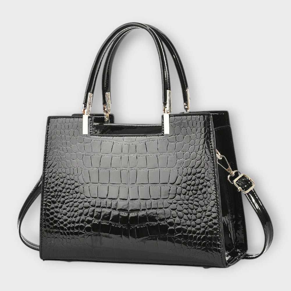Theodora | Women's Croc Embossed Structured Handbag - Image 2