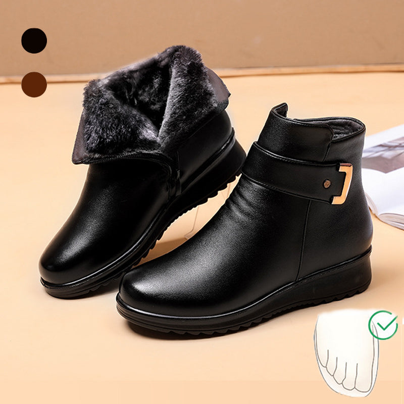 Thessalia | Women's Black Fur Lined Ankle Boot - Black - Image 2