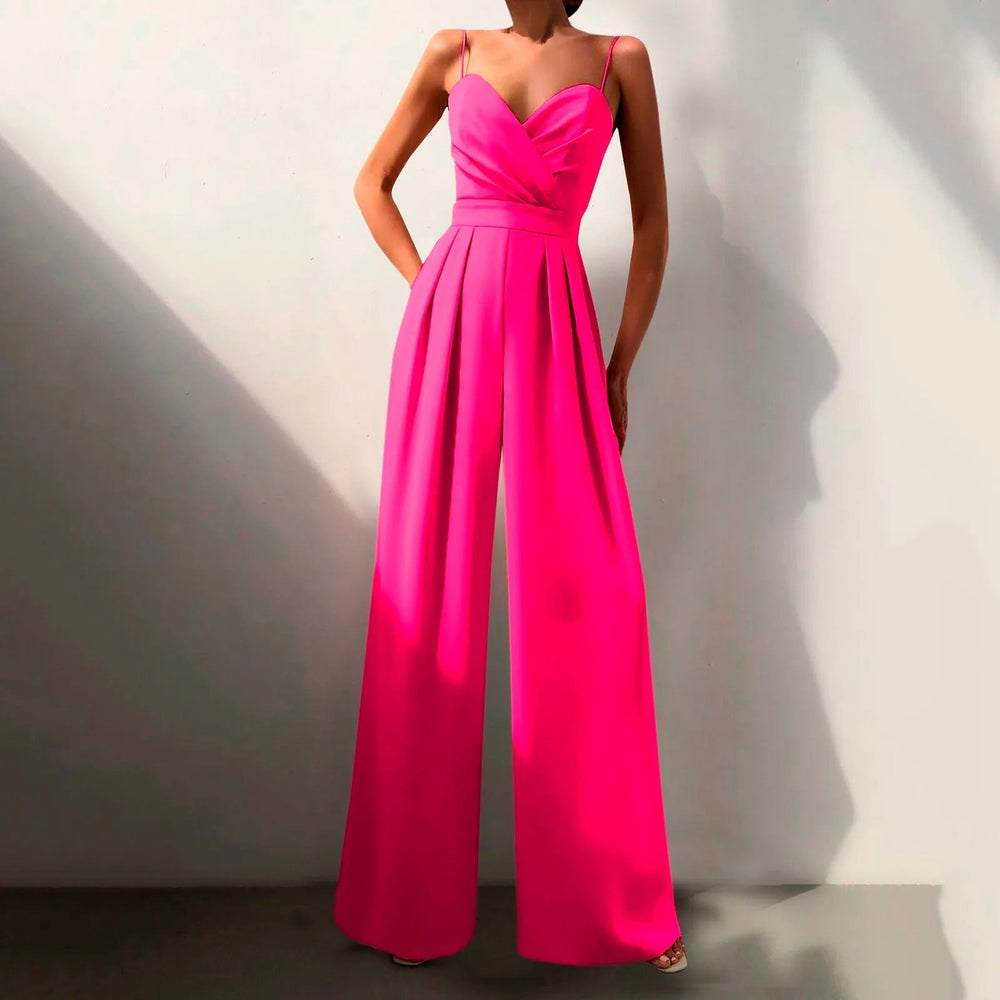 Vashti | Women's Sweetheart Neckline Wide Leg Jumpsuit - Black - Image 2