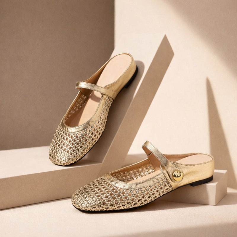 Venetia | Women's Woven Mary Jane Mule Flat - Image 1
